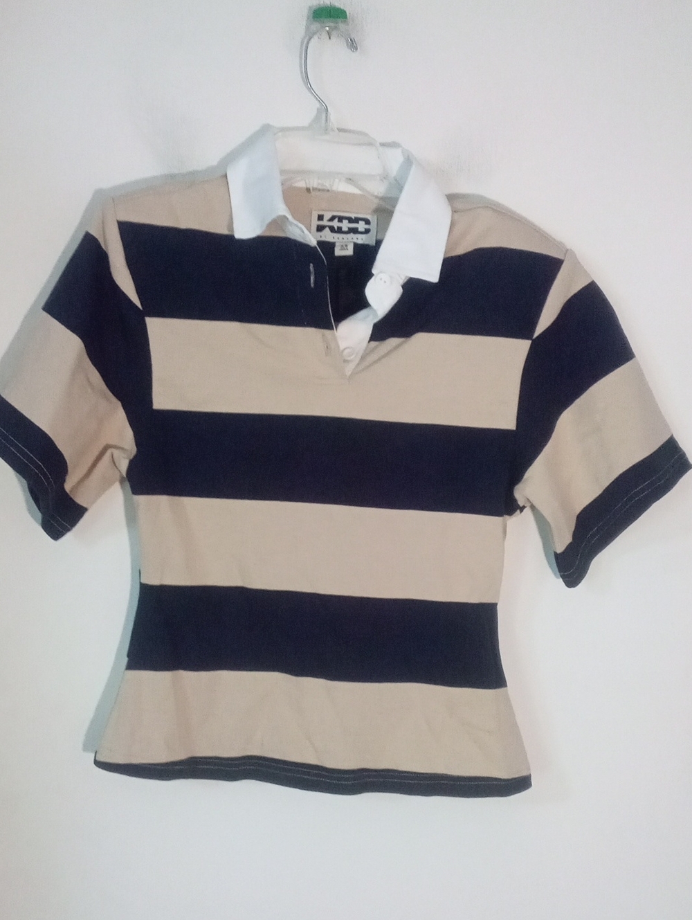 * KBB By Kahlana Striped Rugby Polo Shirt XS NWT $40 Padded Shoulders